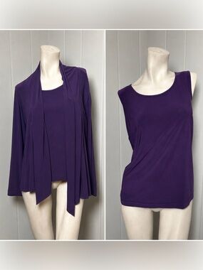 Coldwater Creek Purple Tank & Open Front Cardigan Set Size 1X 16W-18W plus size